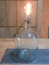 Elégante lampe Dame Jeanne en verre transparent grand modèle