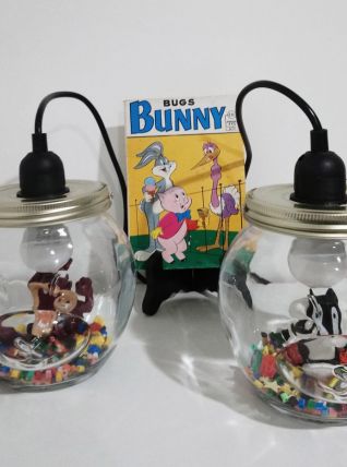 Ensemble de 2 lampes de chevets enfants Looney Tunes