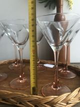 6 verres à cocktail pieds roses