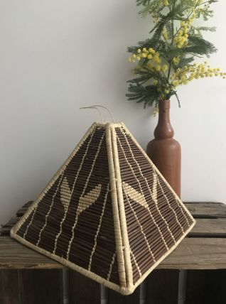 Abat jour rotin et raphia vintage 