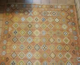 Grand tapis vintage années 70 en laine et coton. 