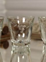 Ensemble de 3 Verres à Liqueur ou à Shot Gravés - Art Déco 
