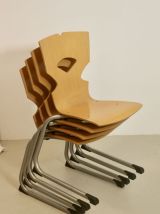 Lot de 4 chaises de cantine vintage. Année 90, Réf samuel