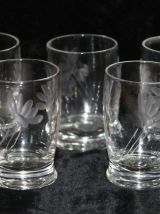 Ensemble de 5 Verres à Liqueur gravés - Art Déco - 1940 cert