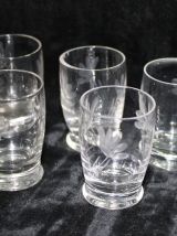 Ensemble de 5 Verres à Liqueur gravés - Art Déco - 1940 cert