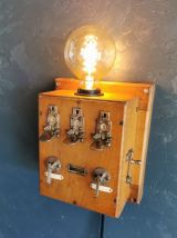 Applique murale lampe vintage standard téléphonique bois 