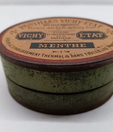 Boîte en tôle publicitaire Pastilles Vichy État, modèle oval