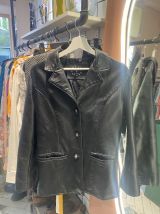 Veste vintage cuir noir cintrée taille S
