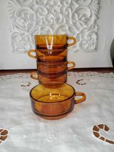 Ensemble de 5 tasses à café en verre ambré, DURALEX