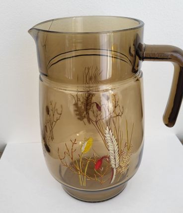 Pichet en verre fumé vintage 