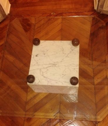 Table basse marbre et verre design Italie 1980  