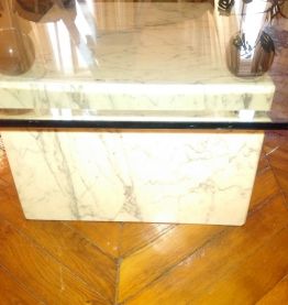 Table basse marbre et verre design Italie 1980  