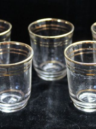 Ensemble 5 verres à liqueur avec filets dorés - Art Déco 194