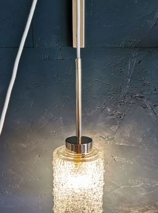 Lampe baladeuse suspension vintage années 60 laiton verre 