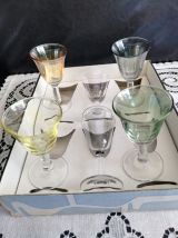 6 verres irisés Luminarc vintage 