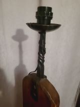 Lampadaire brutaliste bois fer forgé 