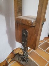 Lampadaire brutaliste bois fer forgé 