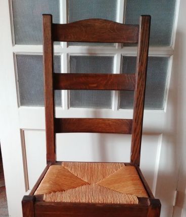 lot de 6 chaises chêne massif, paillées