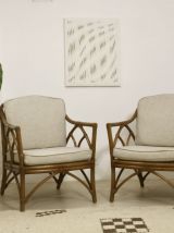 Paire de fauteuils McGuire Etats Unis  année 70. REF MARIUS
