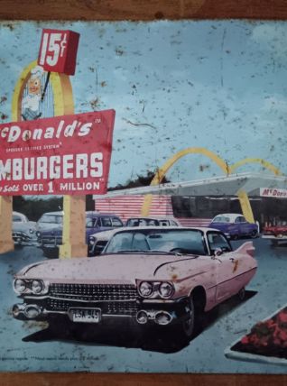 Plaque en tôle lithographier  " McDonald's "