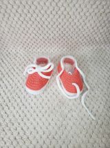 Chaussons ballerines avec cordon ROSE laine layette, 0 3 ms