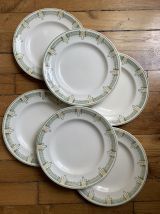 6 assiettes plates en faIence  ancienne  - Longwy  