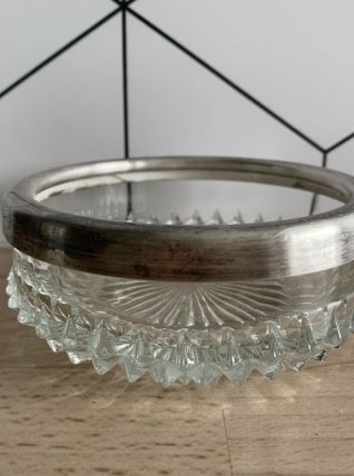 Vide poche art déco -verre et métal argenté