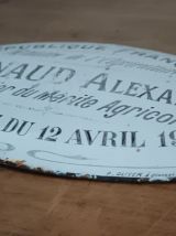 Plaque émaillée, Ministère de L'Agriculture, Chevalier 1913