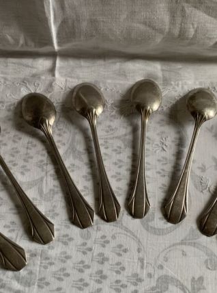 Lot de 8 cuillères en métal argenté avec poinçons 