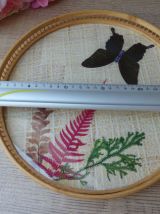 Ensemble Plateau et Six Sous Verre en rotin et papillons