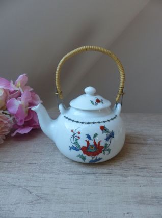 Petite théière porcelaine de Paris décor pavot coquelicot Al