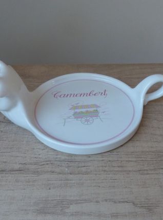 Vintage Plat à camembert en porcelaine Revol avec tête de va
