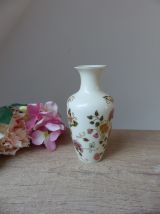 Vintage petit vase en porcelaine Zsolnay décor à fleurs et p
