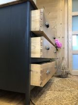 Commode campagnarde noire et bois 