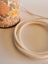 Lampe vintage chevet salon bureau boîte en fer "Fleur orange