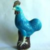 Figurine Ancienne Coq En céramique Turquoise Bleu Mauve.  