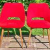Duo chaises moumoute rouge années 60