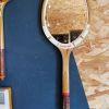 Miroir mural ovale bois raquette tennis vintage Dunlop crème