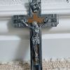 Ancien Crucifix en Métal Argenté et Cuivre - 1910/1920 