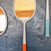 Miroir mural ovale plastique raquette vintage "Orange"