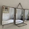 Miroir vintage 1900 triptyque barbier tissu cristal - 32 x 7