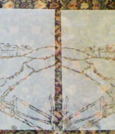 Paire de verres vitrail sablés et gravés avec paysage