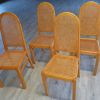 Lot de 4 chaises hêtre vernis et cannage