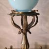 lampe de table bronze 19eme age 38x16 opaline bleu ,tres bel