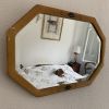 Miroir vintage 1930 Art Déco biseauté octogonal bois stuc - 