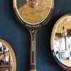 Miroir mural ovale bois raquette tennis vintage "Snauwaert"