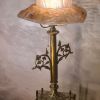 Très grande et rare lampe art nouveau bronze et laiton et ab