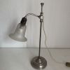 Lampe vintage 1930 Art Déco laiton nickelé verre - 45 cm