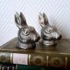 Sel et poivre lapins en bronze argenté 