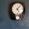 Horloge formica vintage pendule murale thermomètre Vedette